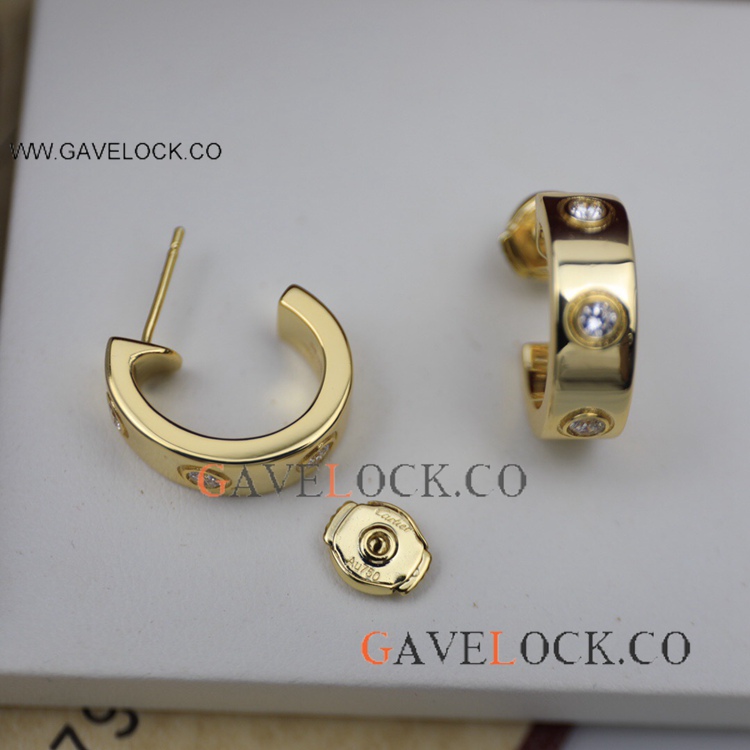 Cartier Love Yellow Gold Earring with 4 Diamonds